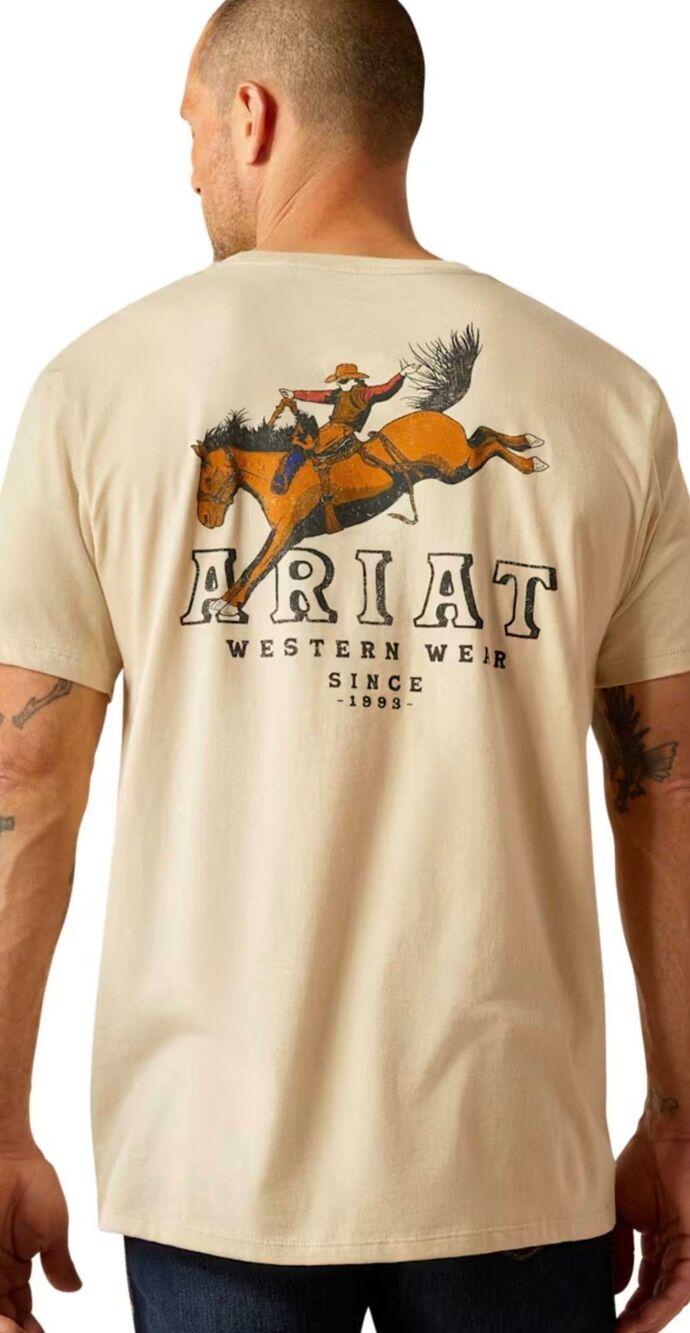 Ariat Bronc Ridin Heritage Short-Sleeve T-Shirt Natural Medium Western Cowboy